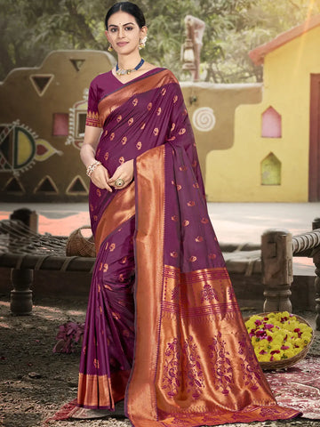 Purple Silk Saree