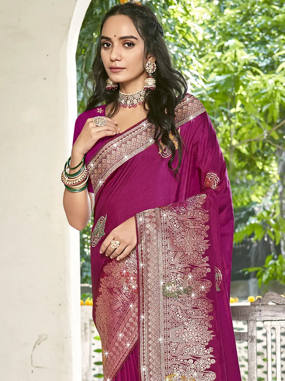 Magenta Pink Silk Saree