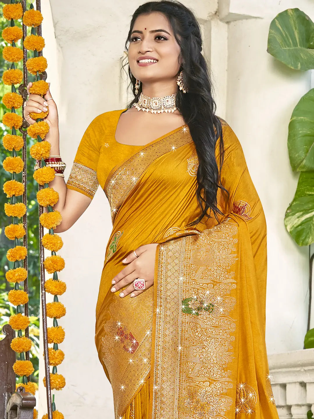 Mustard Yellow Silk Saree