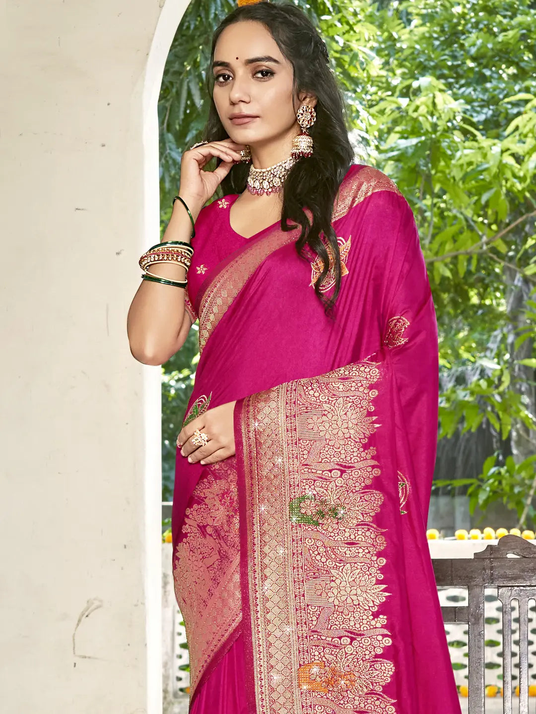 Pink Silk Saree