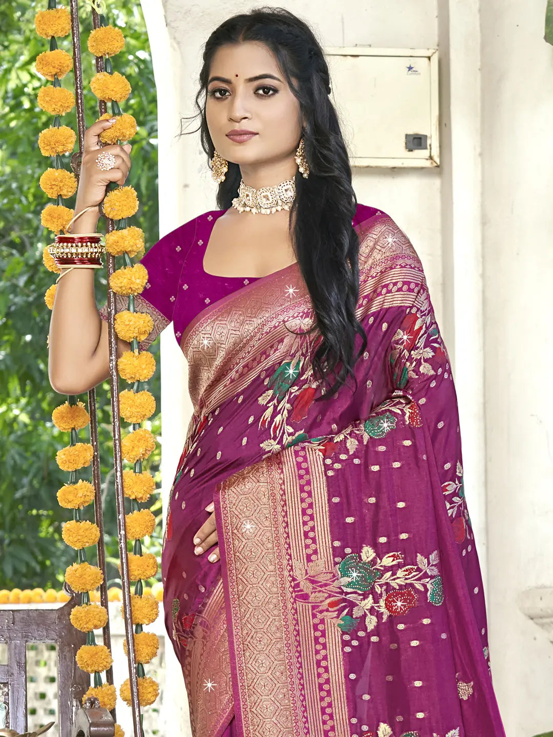 Magenta Pink Silk Saree