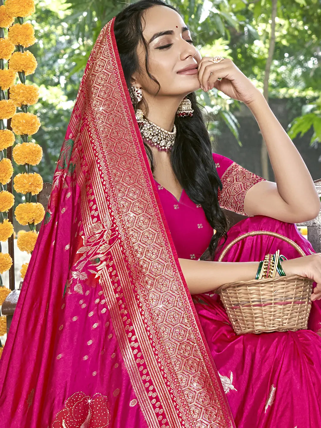 Pink Silk Saree