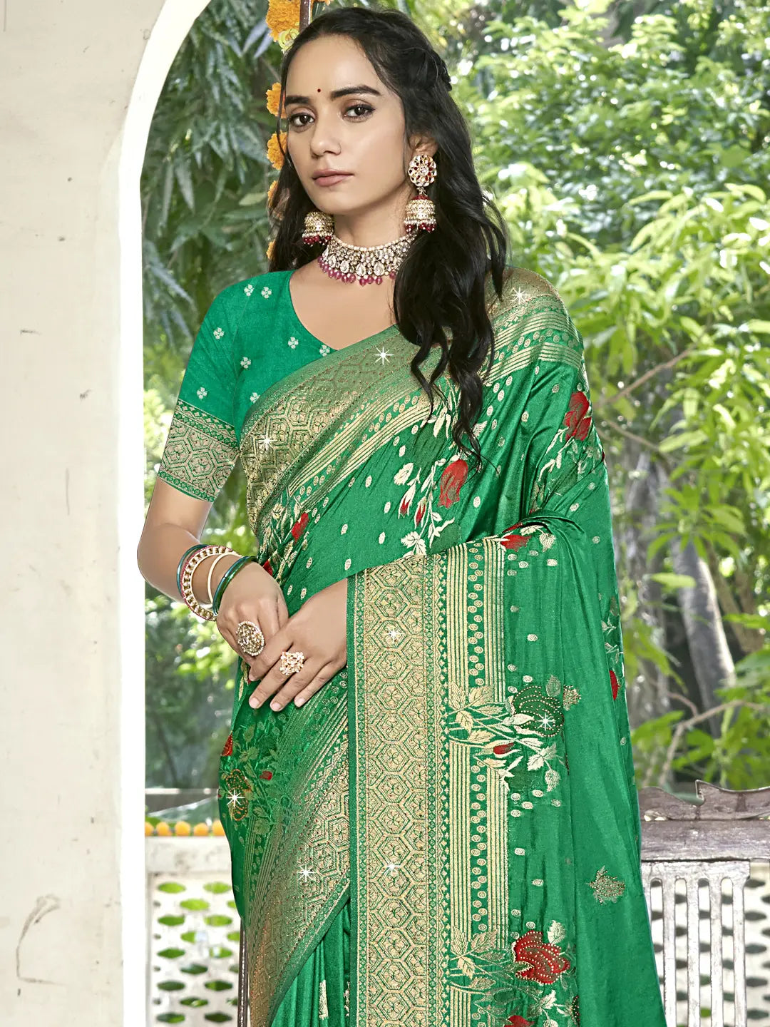 Dark Green Silk Saree