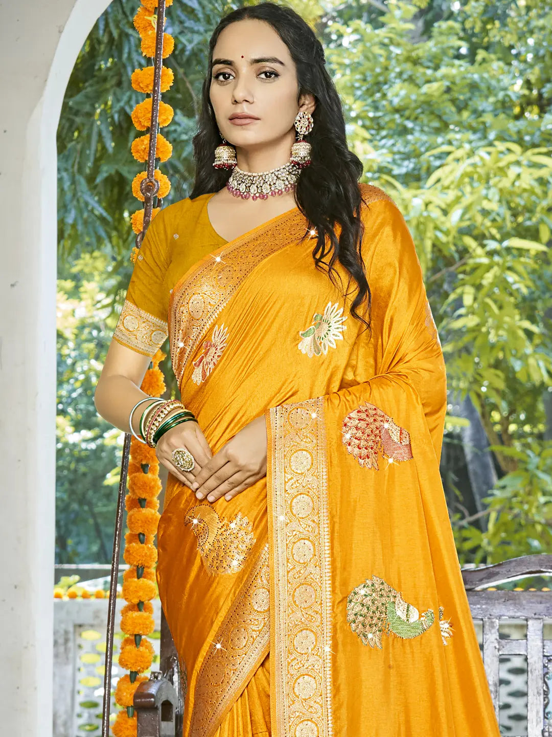 Mustard Yellow Silk Saree