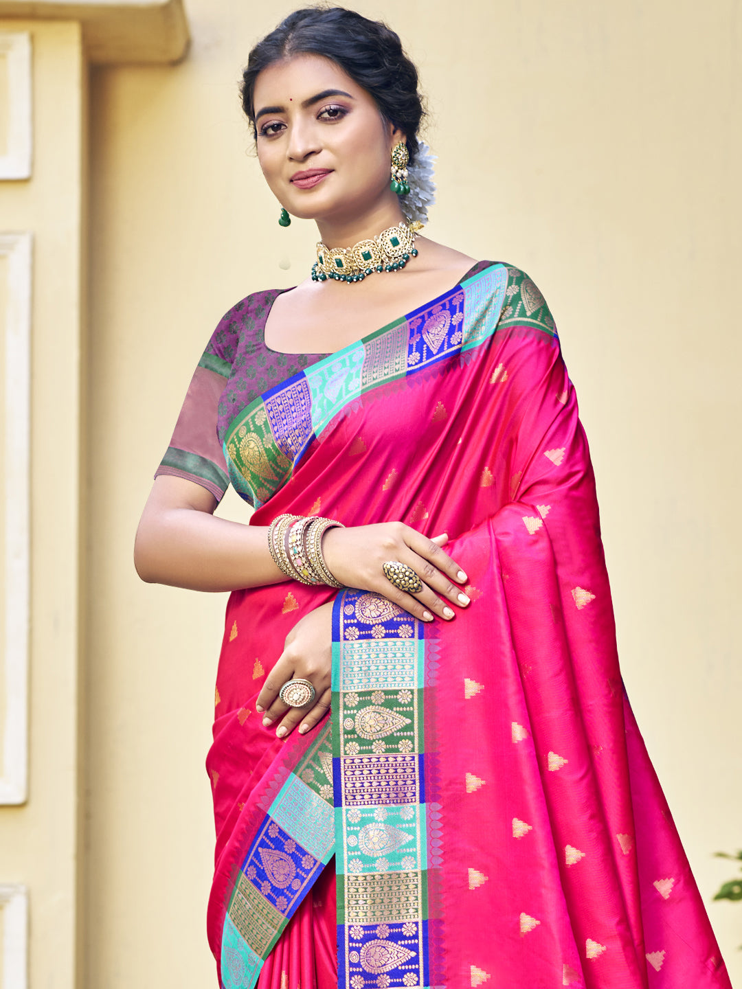 Magenta Pink Silk Saree