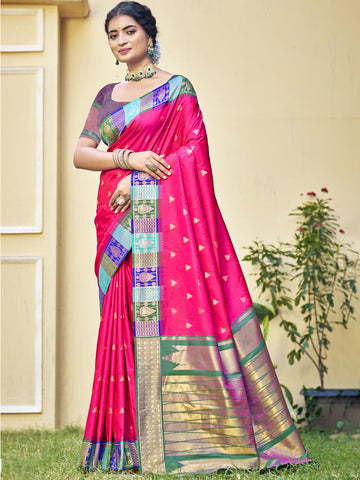 Magenta Pink Silk Saree