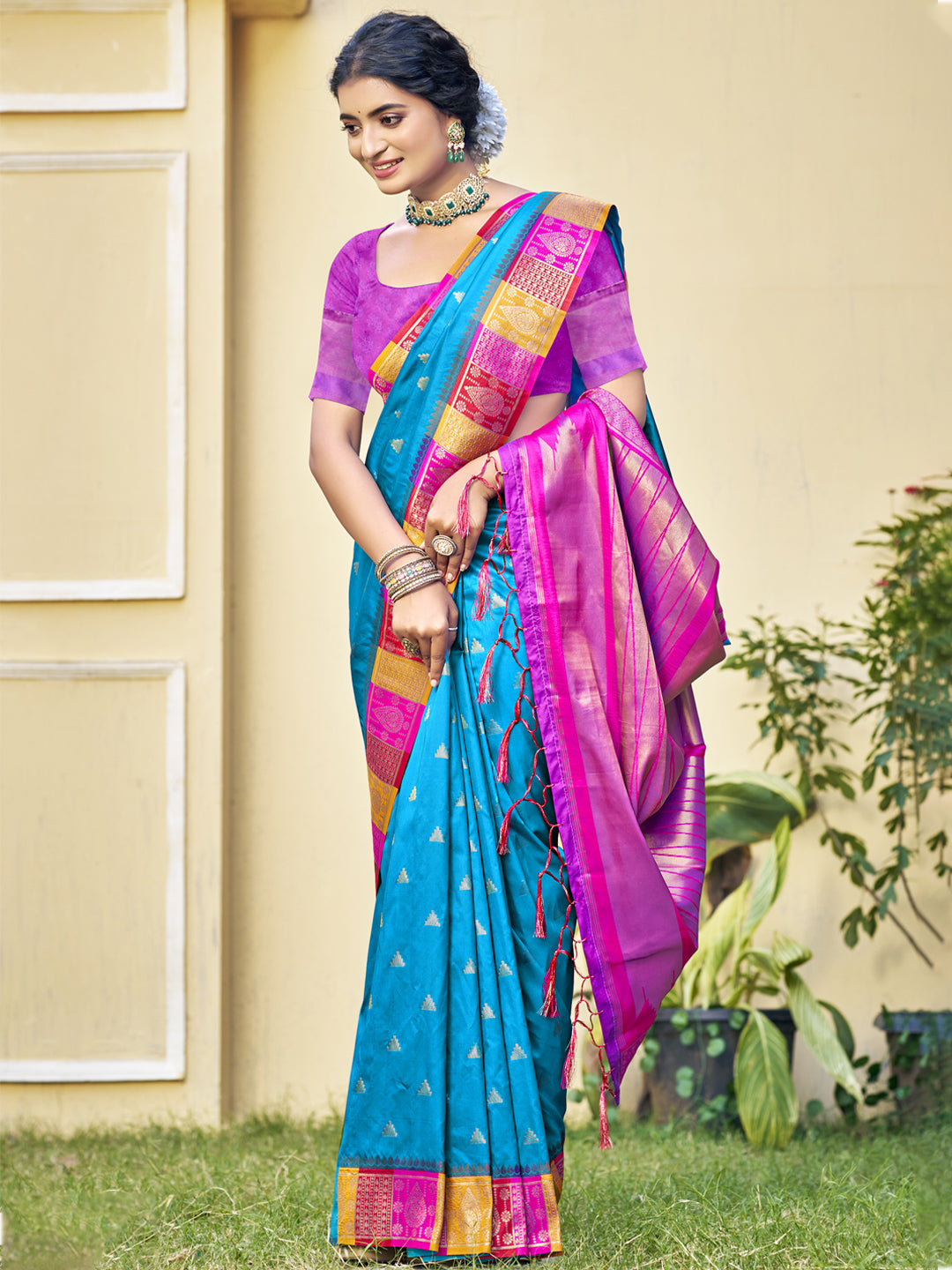 Sky Blue Silk Saree