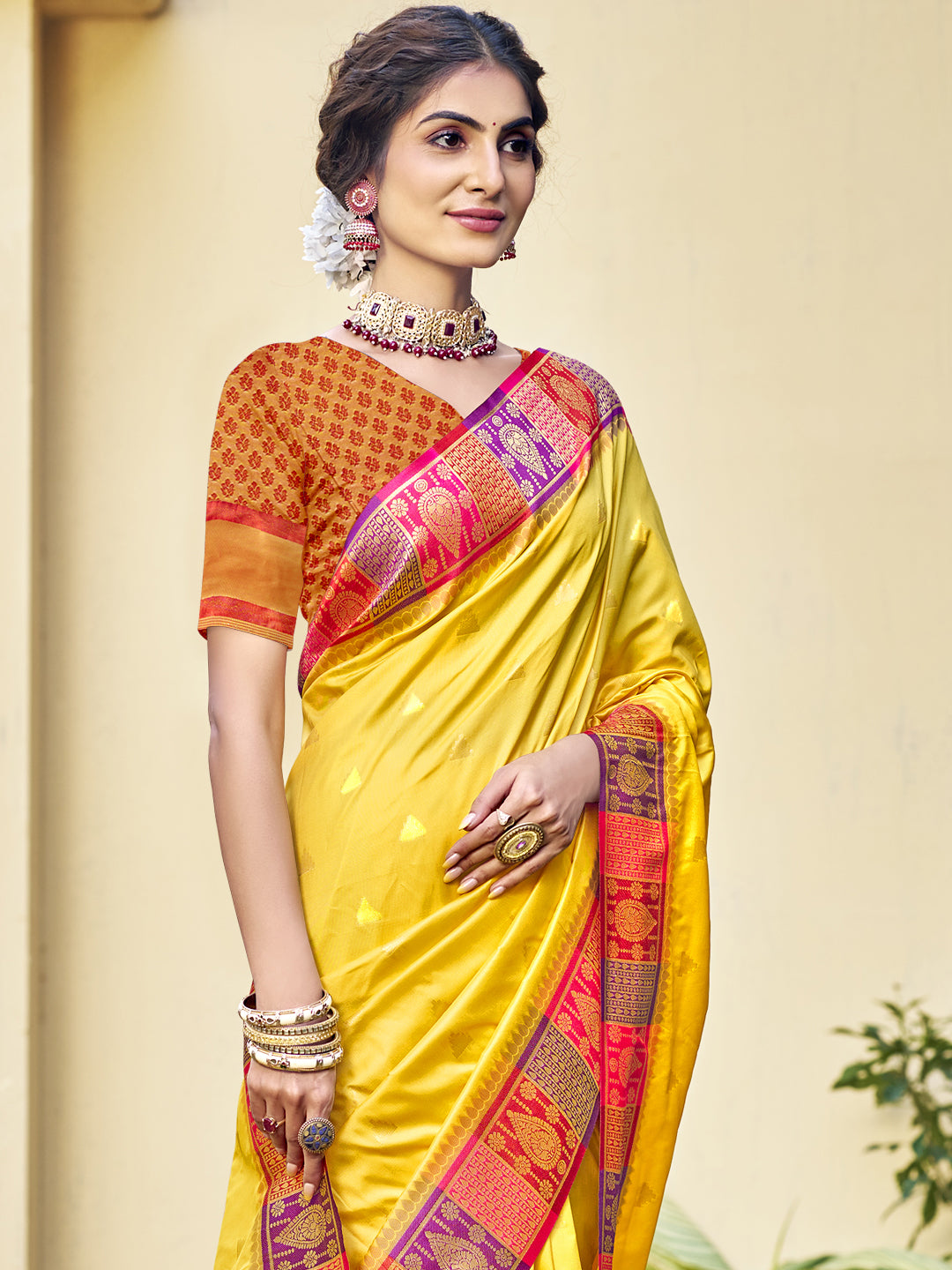 Yellow Silk Saree