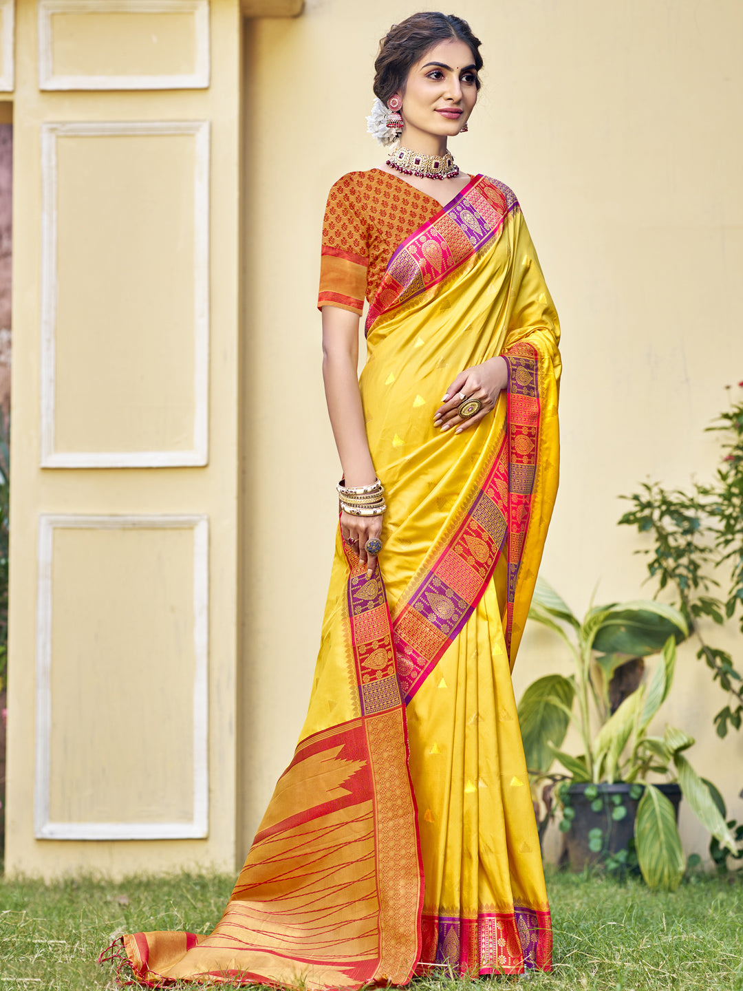 Yellow Silk Saree