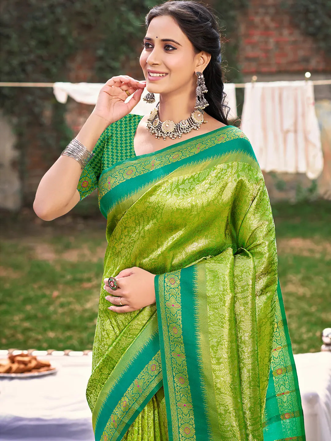 Light Green Banarasi Silk Saree