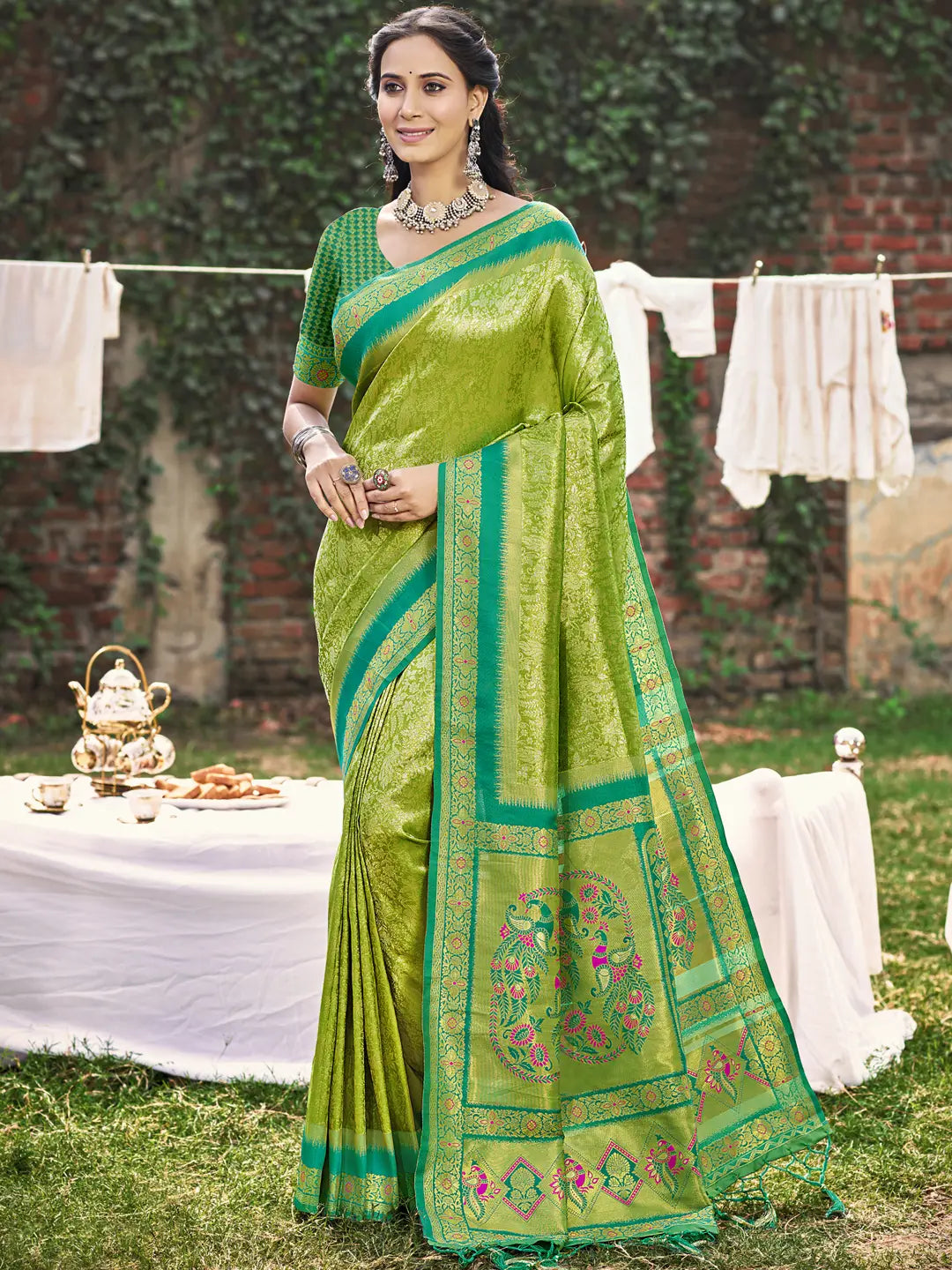 Light Green Banarasi Silk Saree