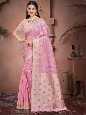 Pink Cotton Saree