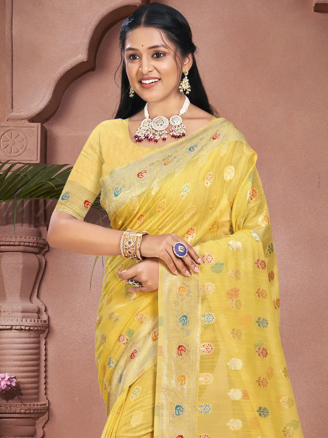 Yellow Cotton Saree