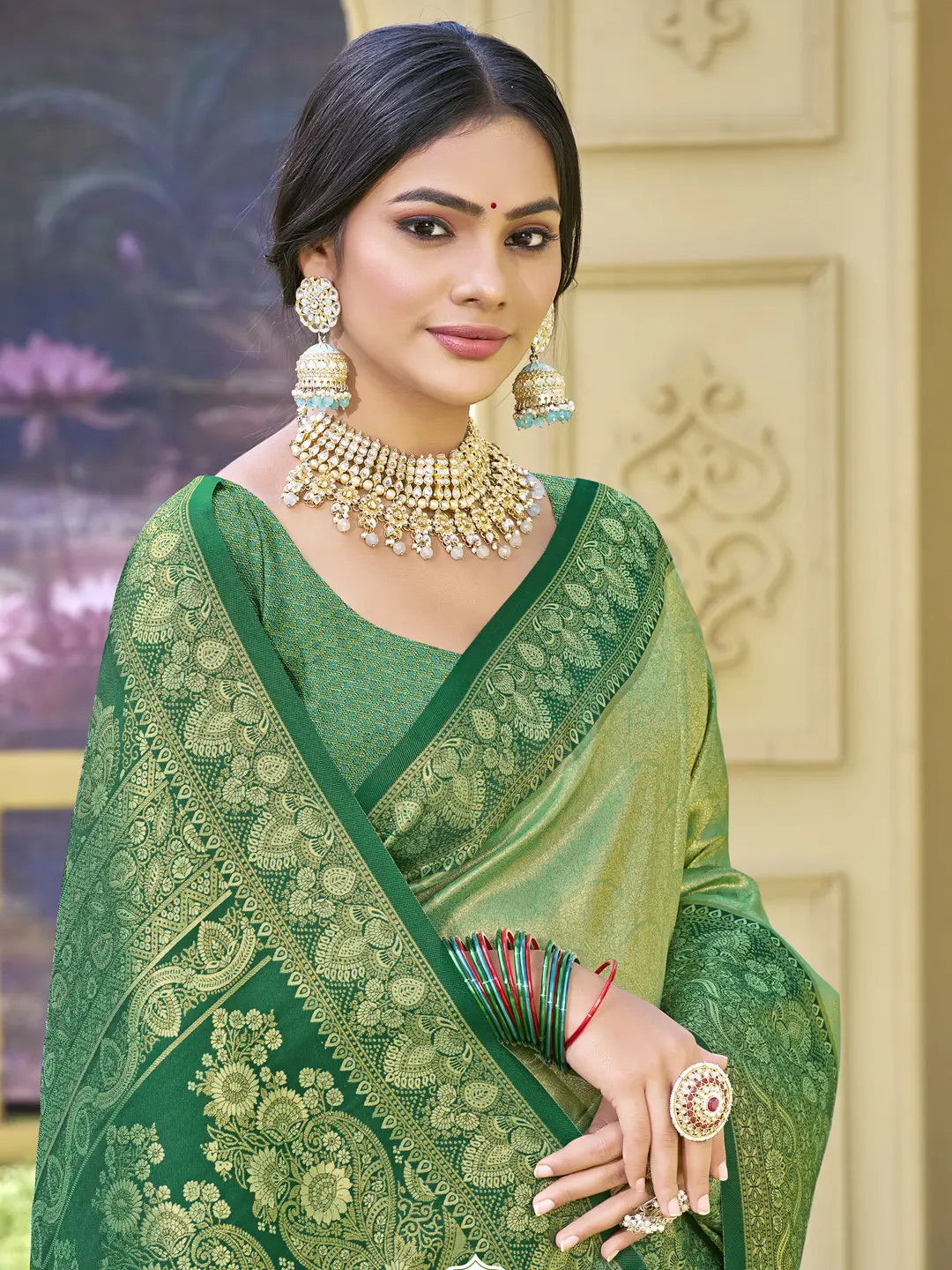 Light Green Banarasi Silk Saree