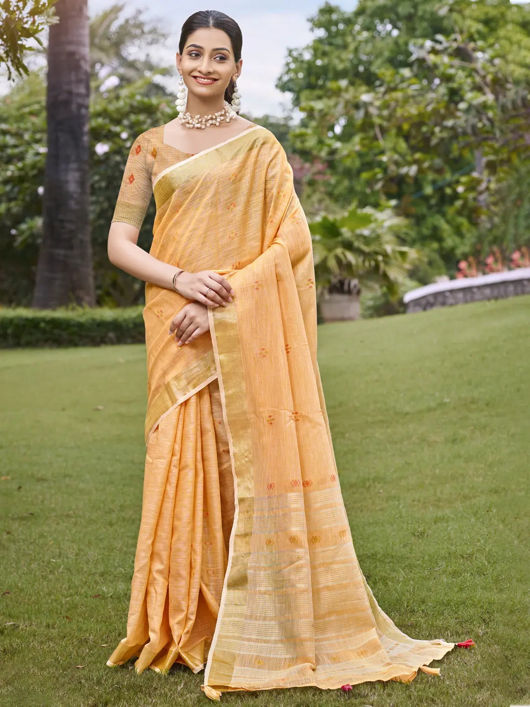 Peach Cotton Saree