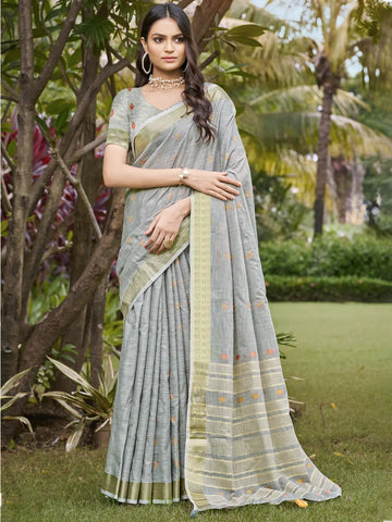 Gray Cotton Saree