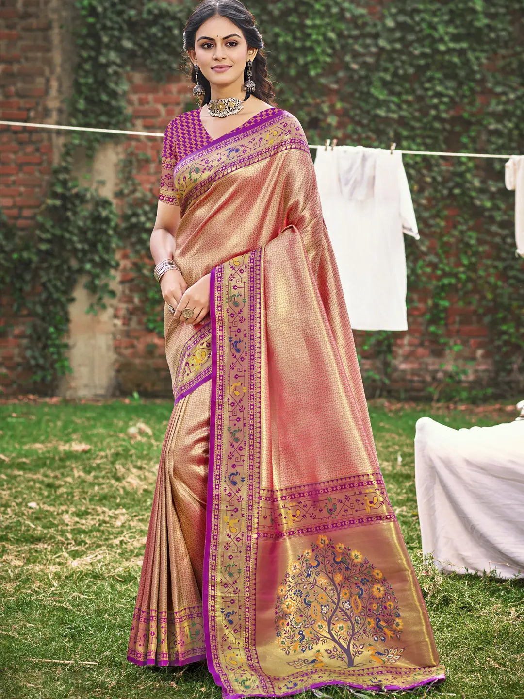 Light Pink Paithani Silk Saree