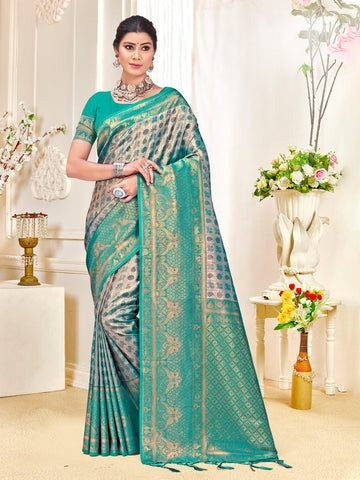 Sangam Sea Green Kanjivaram Silk Saree