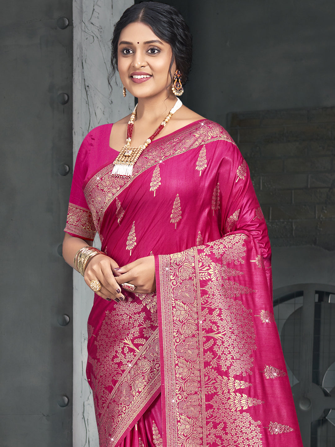 Magenta Pink Silk Saree