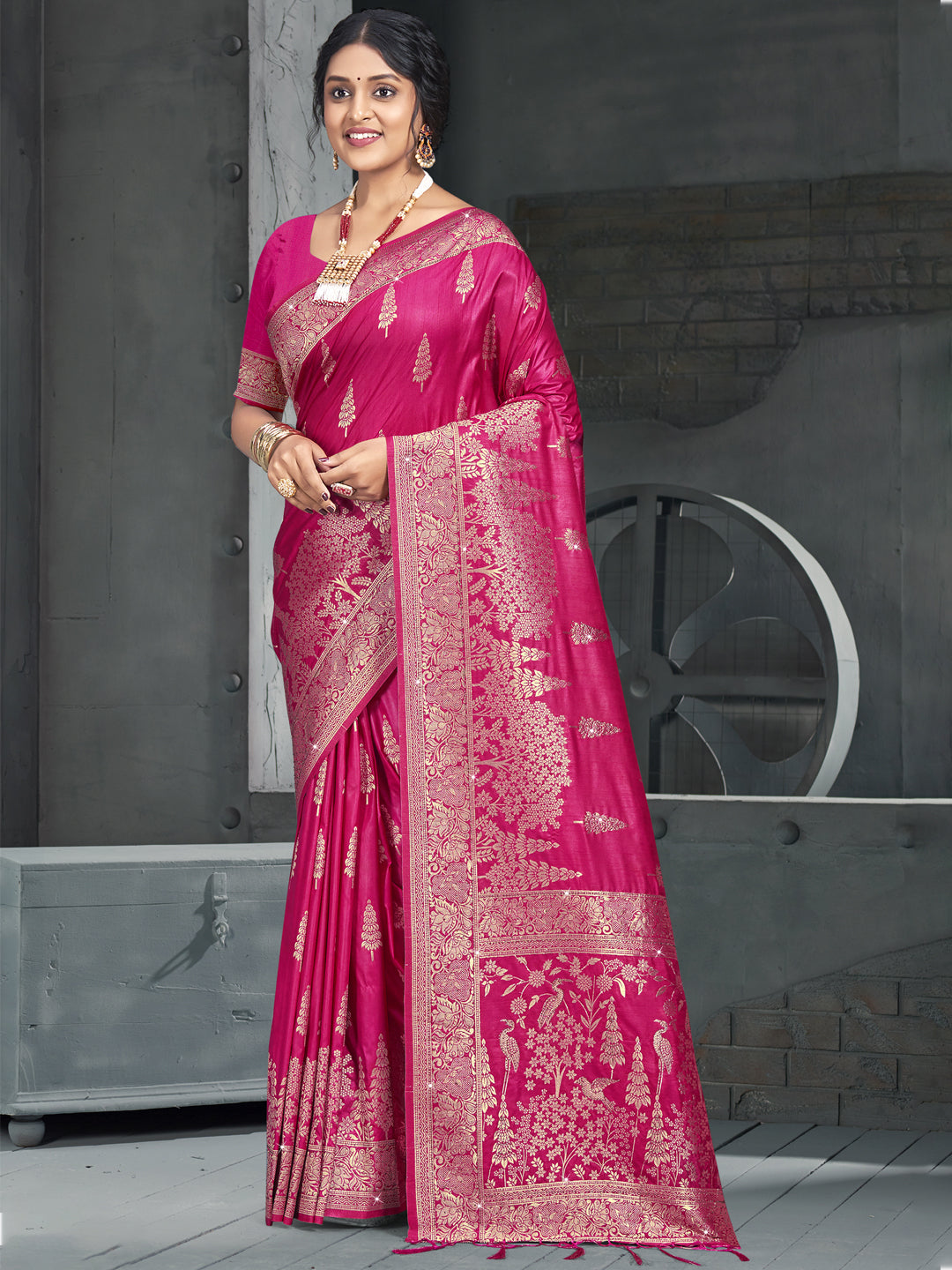 Magenta Pink Silk Saree