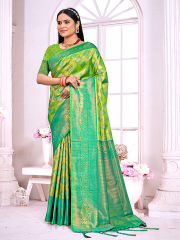 Lime Green Silk Saree