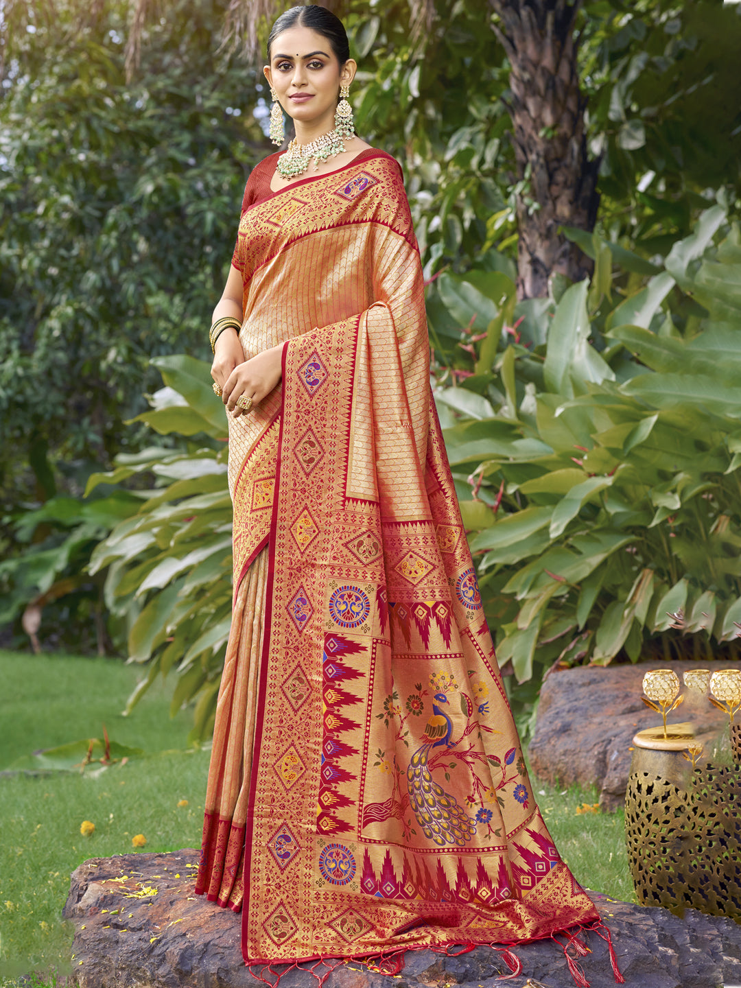 Peach Silk Saree