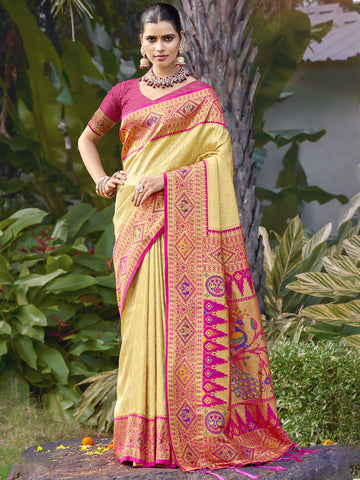 Cream Silk Saree