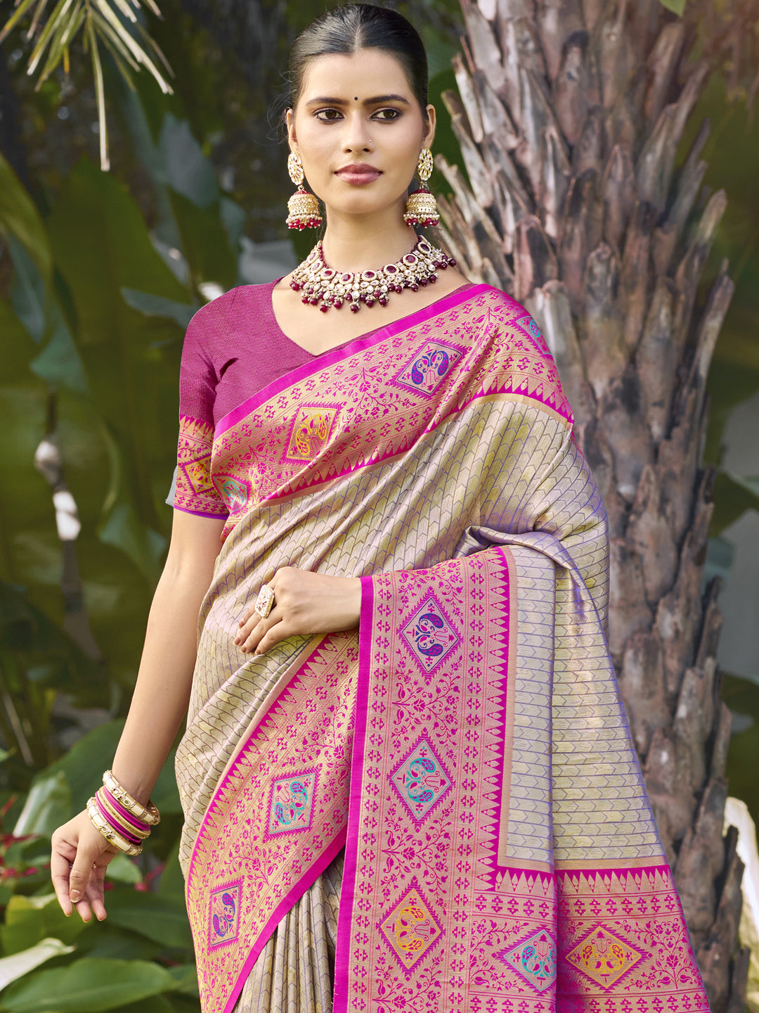 Pink Silk Saree