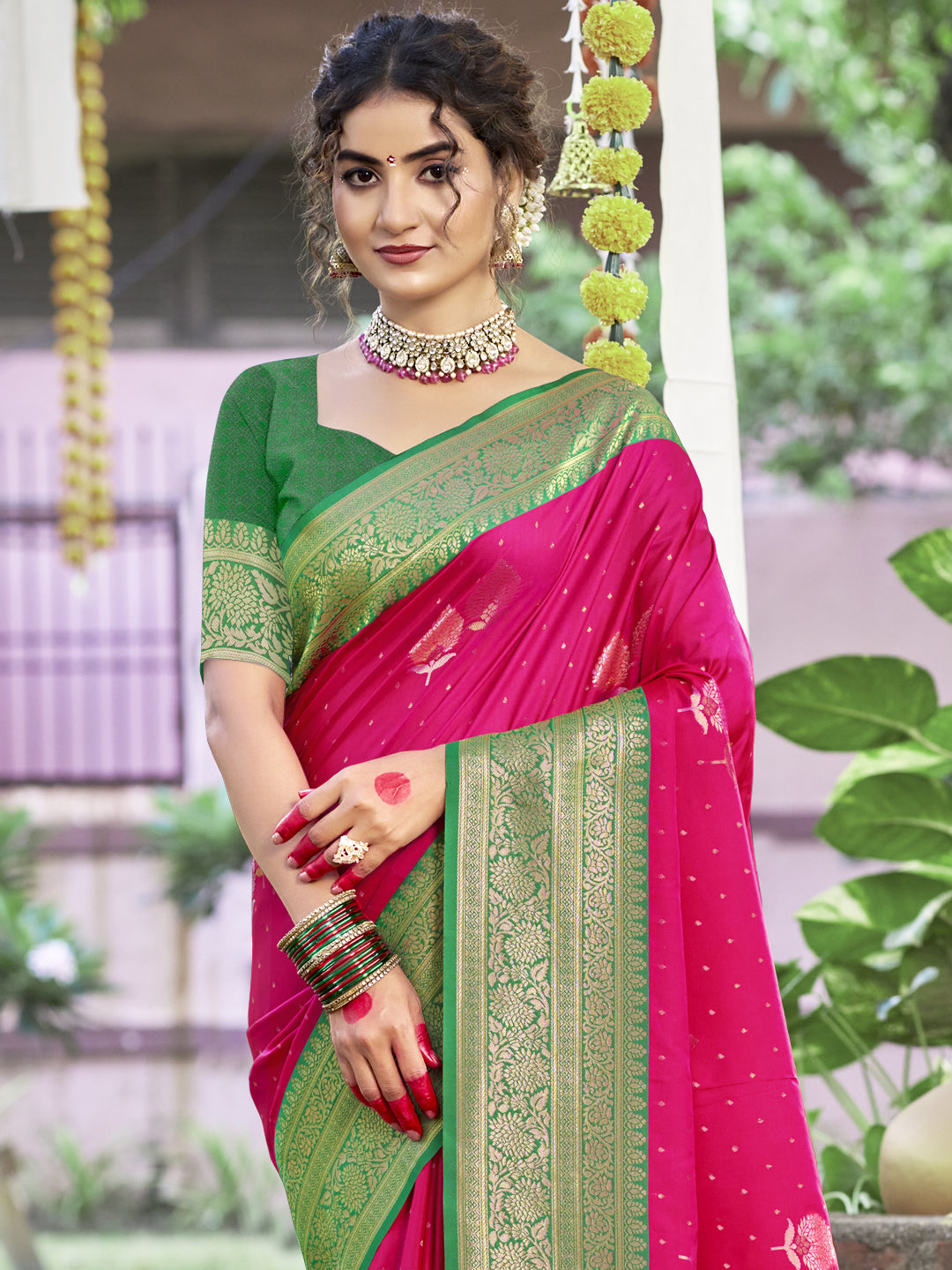 Magenta Pink Silk Saree