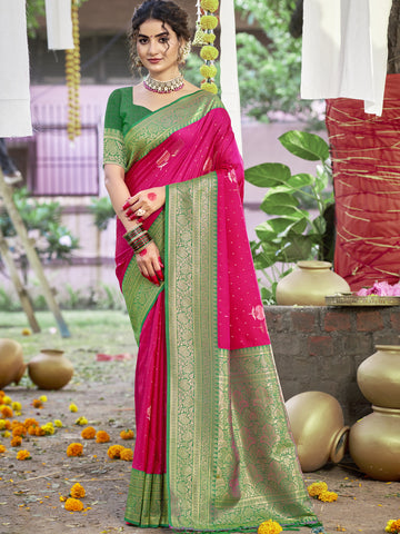 Magenta Pink Silk Saree