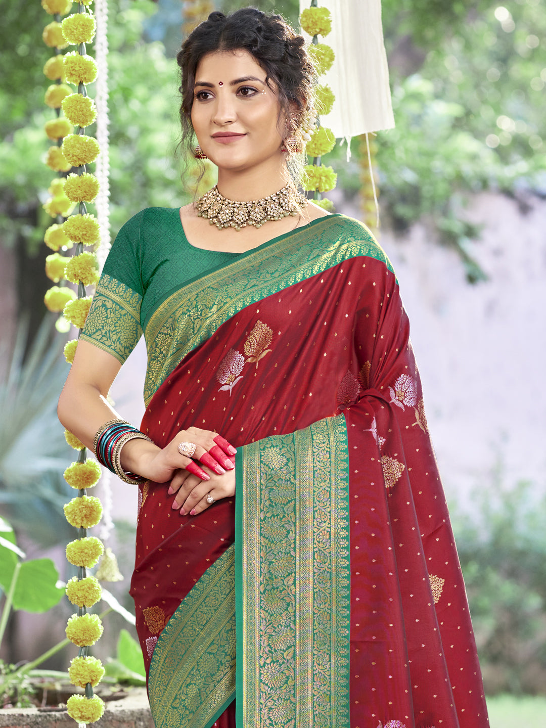 Maroon Silk Saree