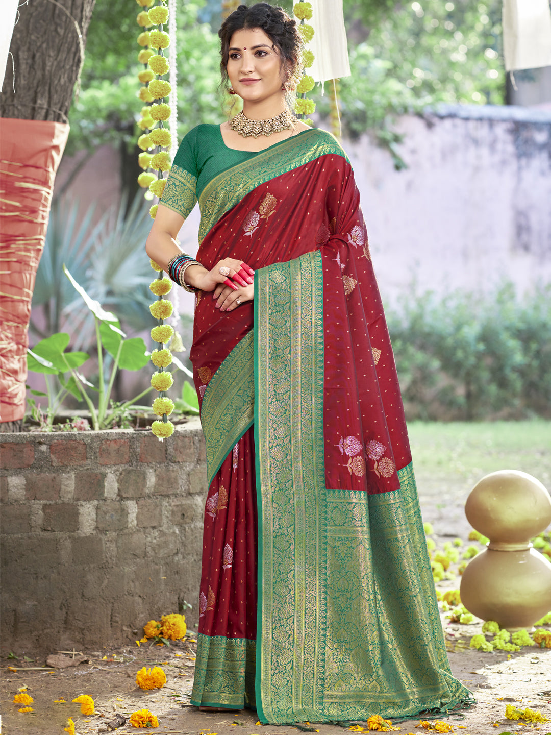 Maroon Silk Saree