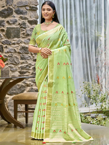 Light Green Cotton Saree