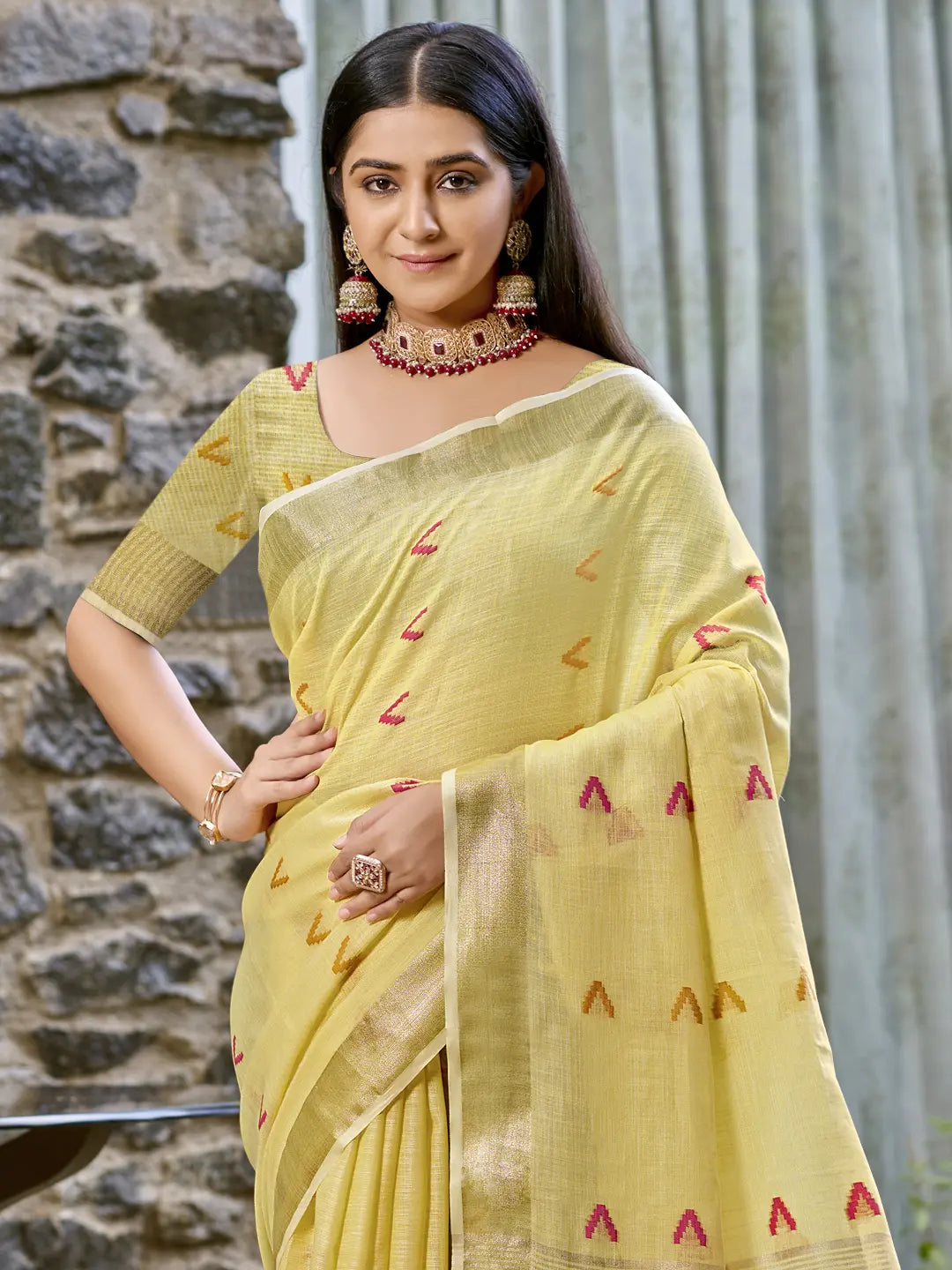 Yellow Cotton Saree