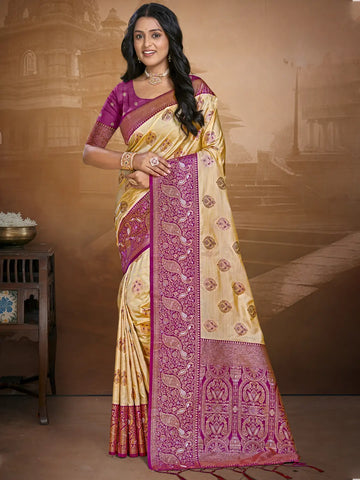 Beige Silk Saree