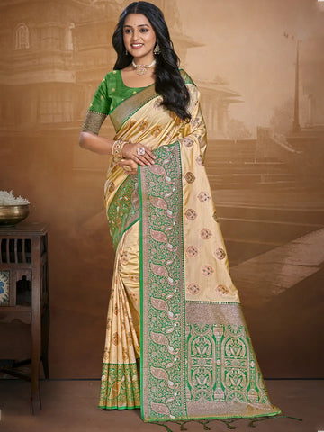 Beige Silk Saree