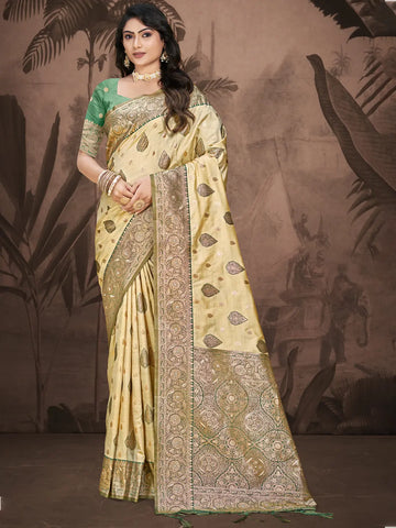 Beige Silk Saree