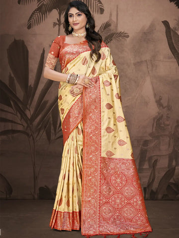 Beige Silk Saree