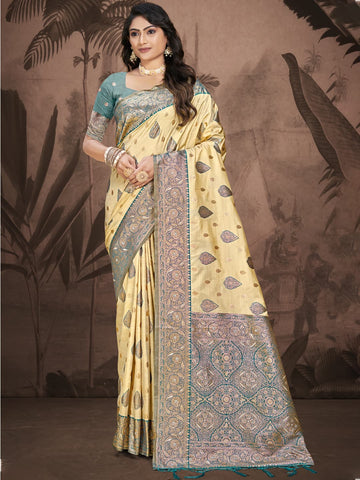 Beige Silk Saree