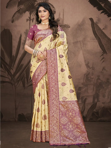 Beige Silk Saree