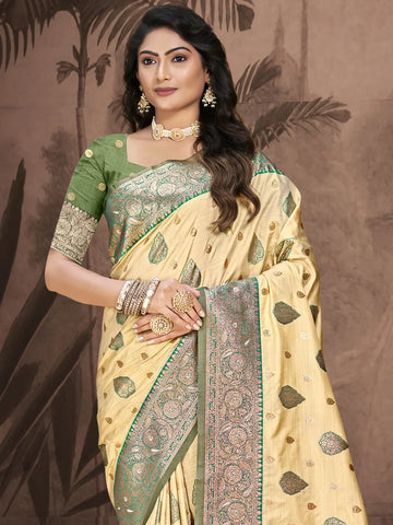 Beige Silk Saree