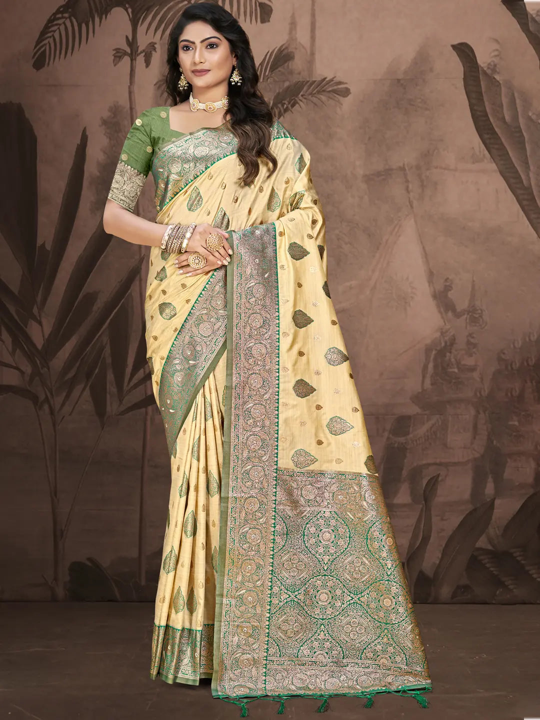 Beige Silk Saree