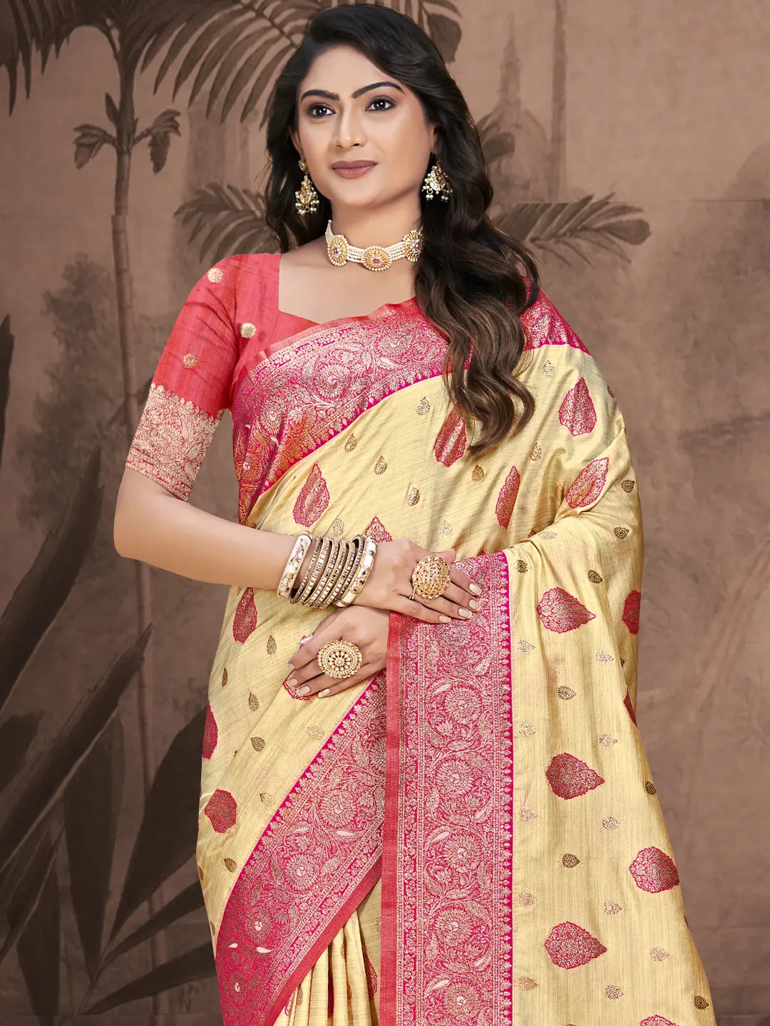 Beige Silk Saree