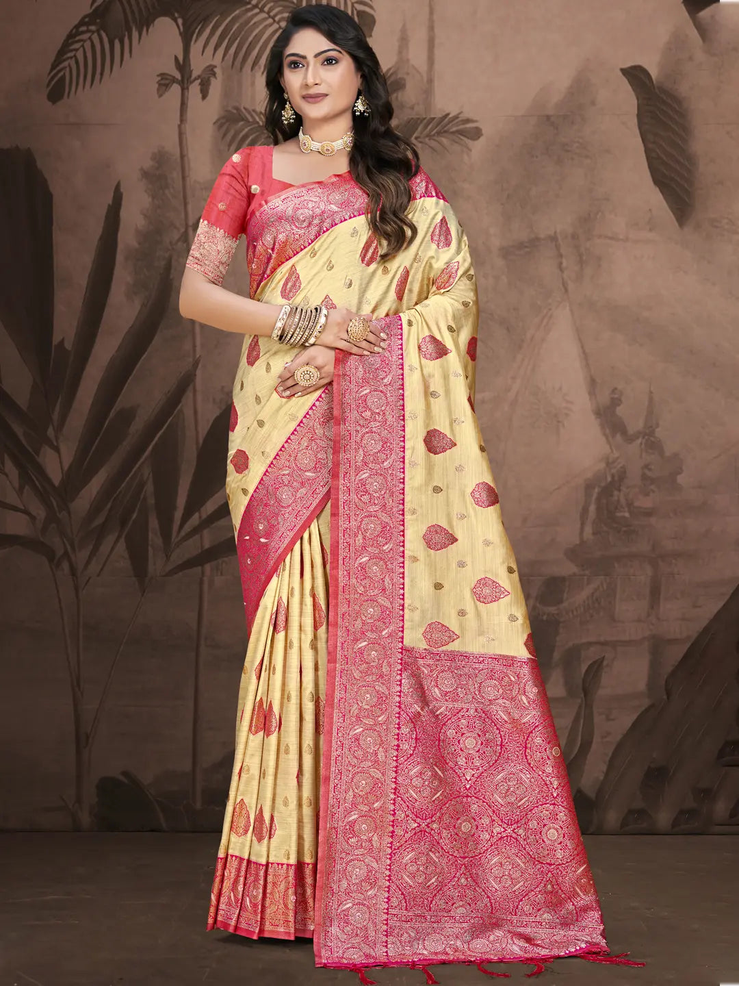 Beige Silk Saree