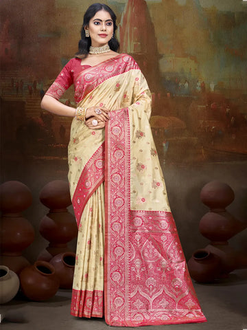 Beige Silk Saree