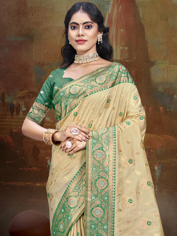 Beige Silk Saree