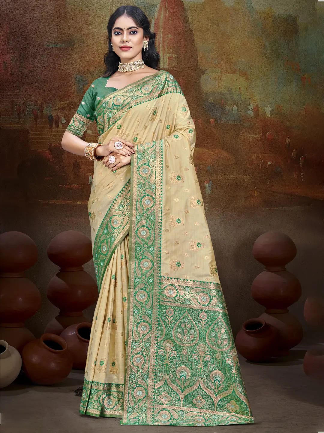 Beige Silk Saree