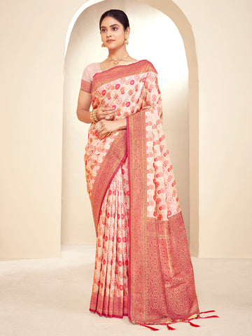 Sangam Light Pink Paithani Silk Saree