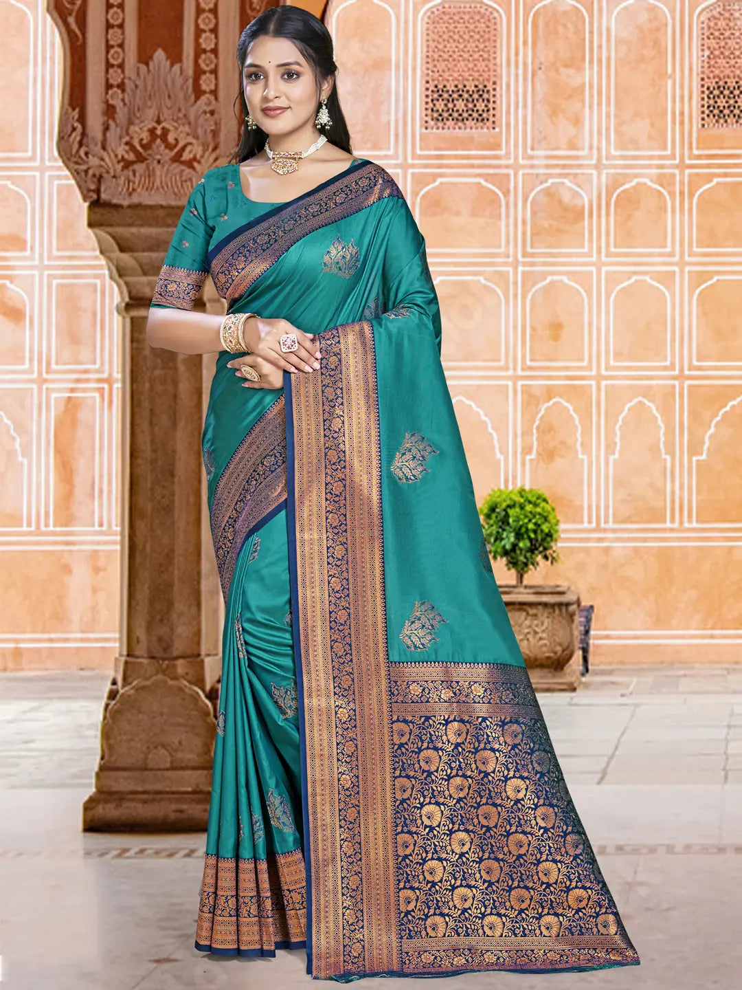 Rama Blue Silk Saree