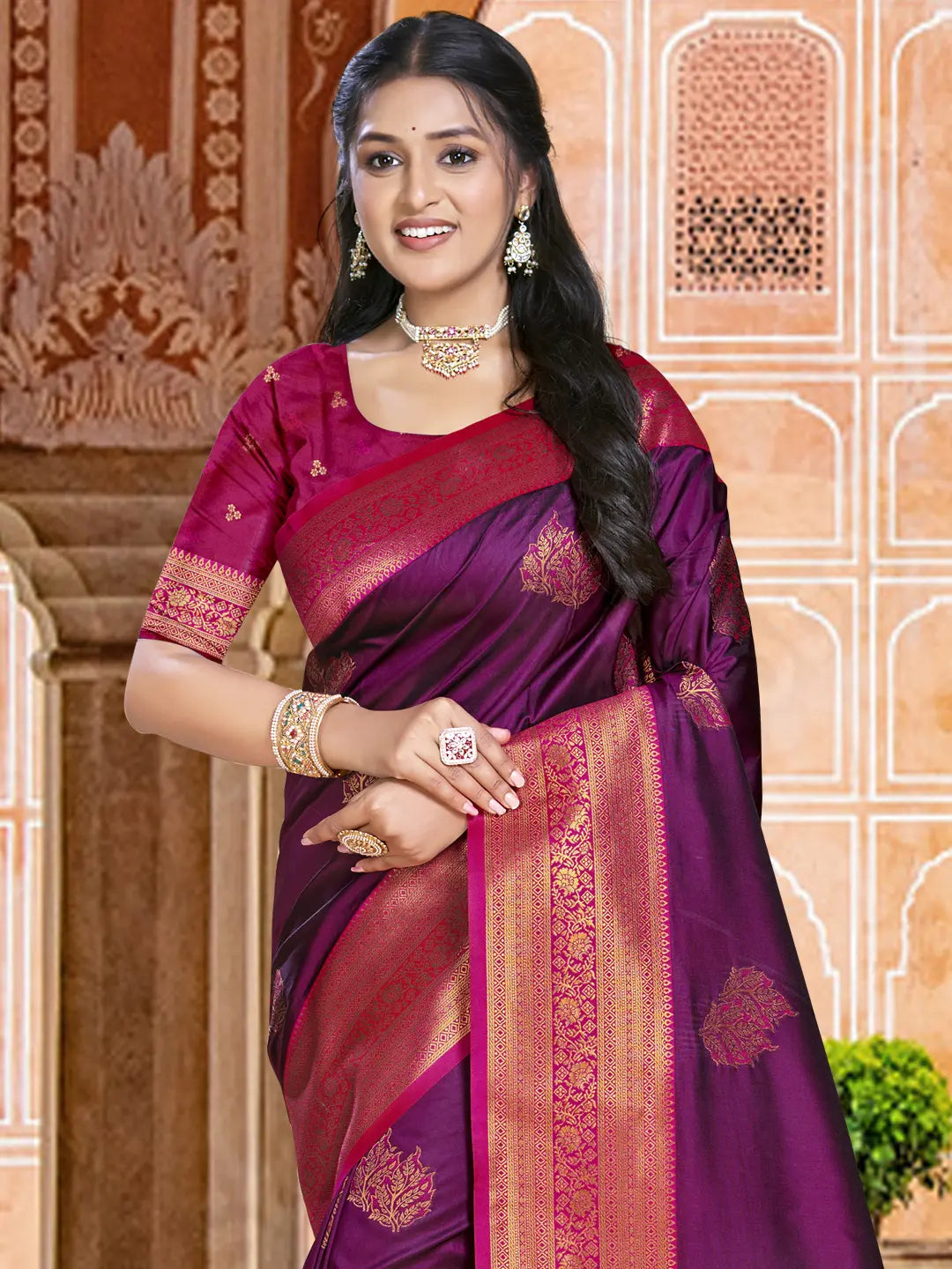 Wine Silk Saree